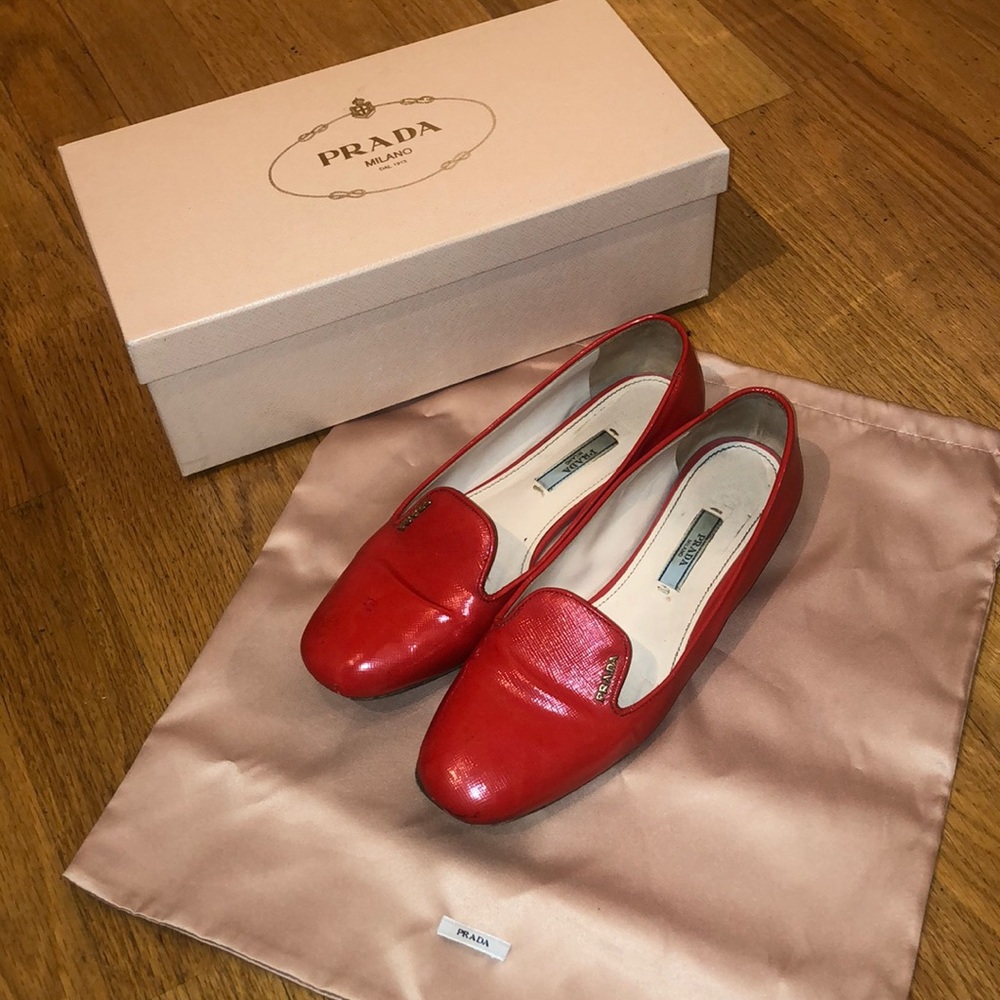Prada Venice st saff lacca coral red red loafer